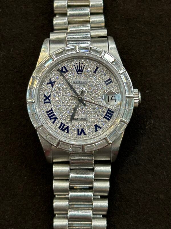 Rolex Datejust Ref 68266 Platinum Factory Diamonds