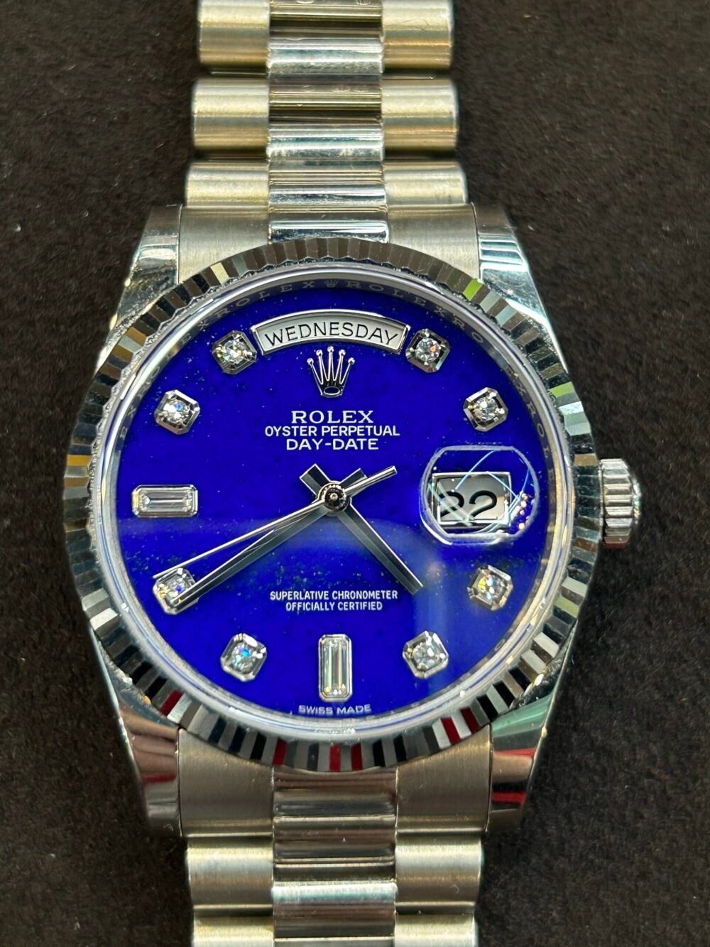 Rolex President Factory Diamond Lapis Dial White Gold