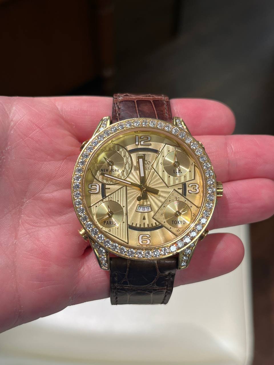 Jacob & Co World Time Yellow Gold Factory Diamonds