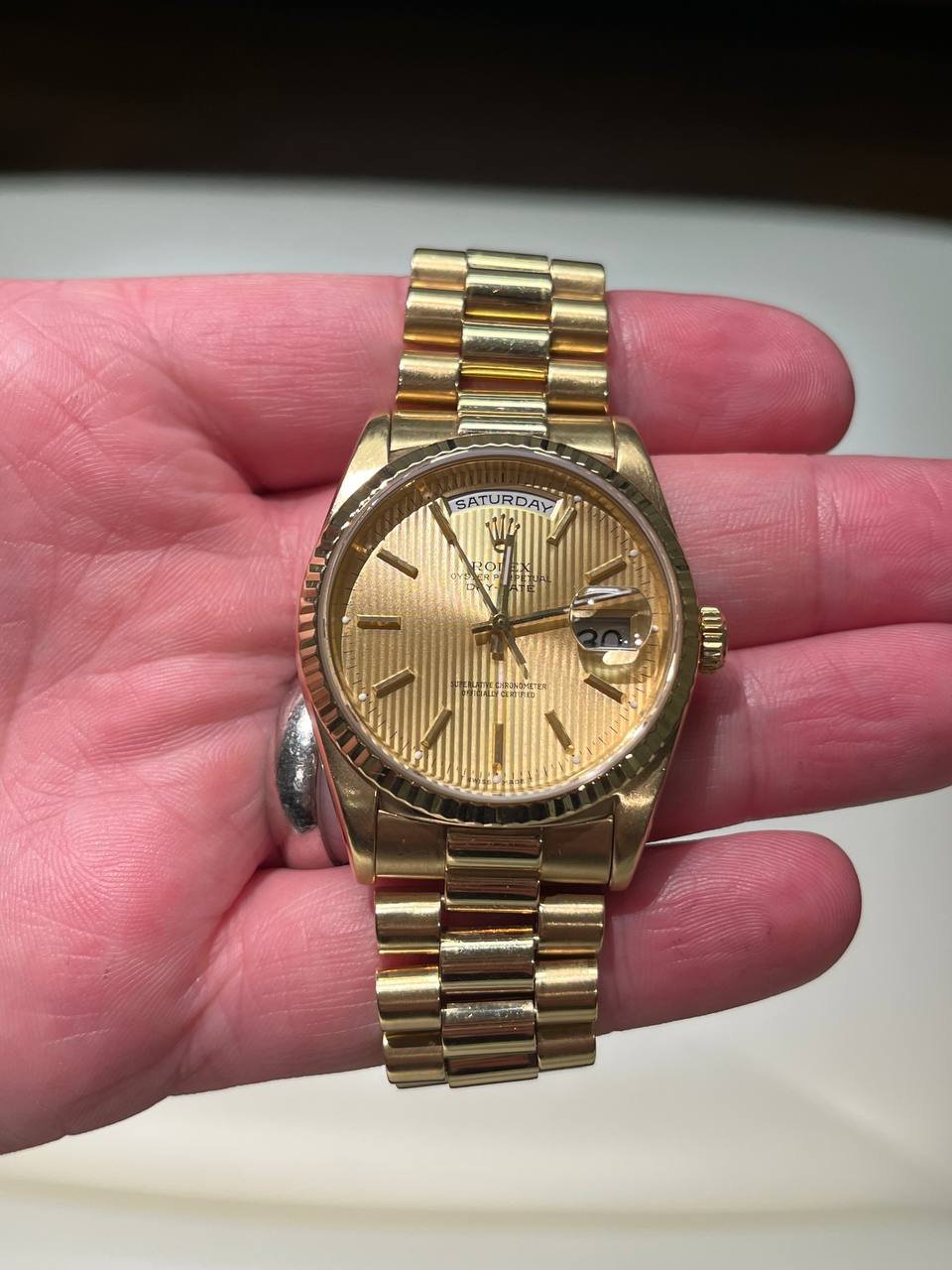 Rolex Day-Date President 18238 Tapestry Champagne
