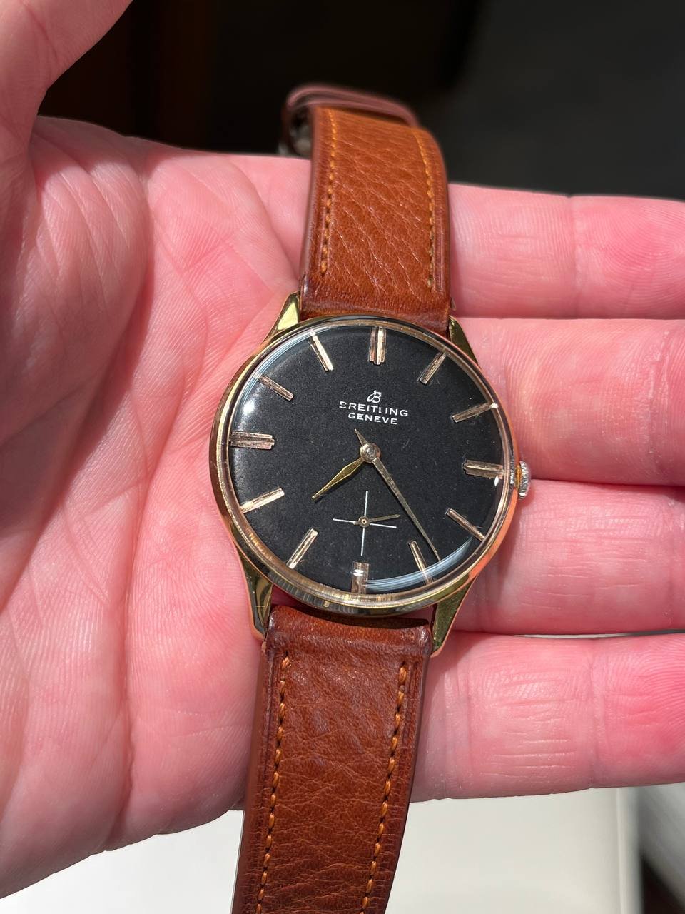 Breitling Geneve Vintage Dress Watch 18k Gold Plated