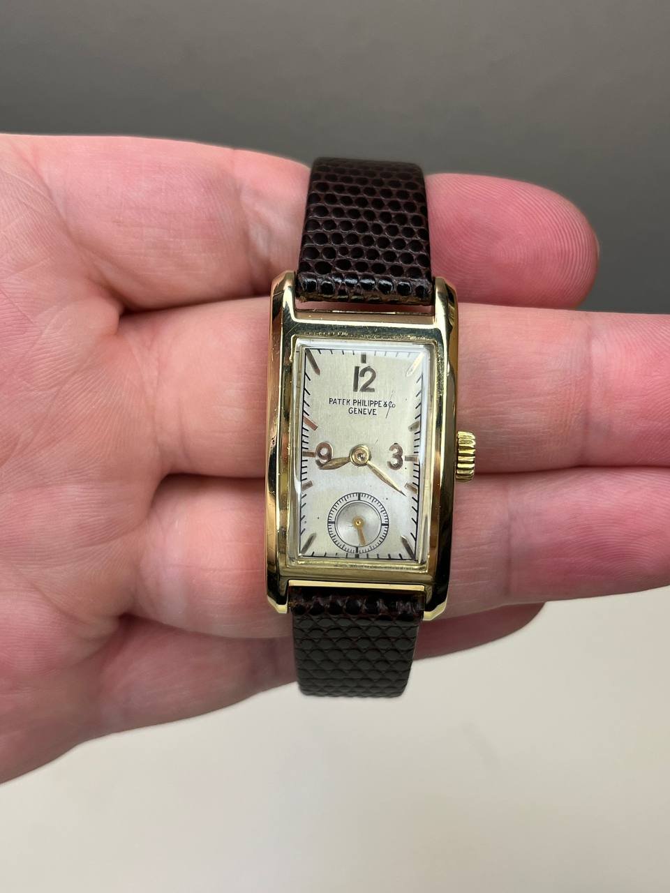 Patek Philippe & Co Geneve Tegolino Tank 469 18k Yellow Gold Vintage