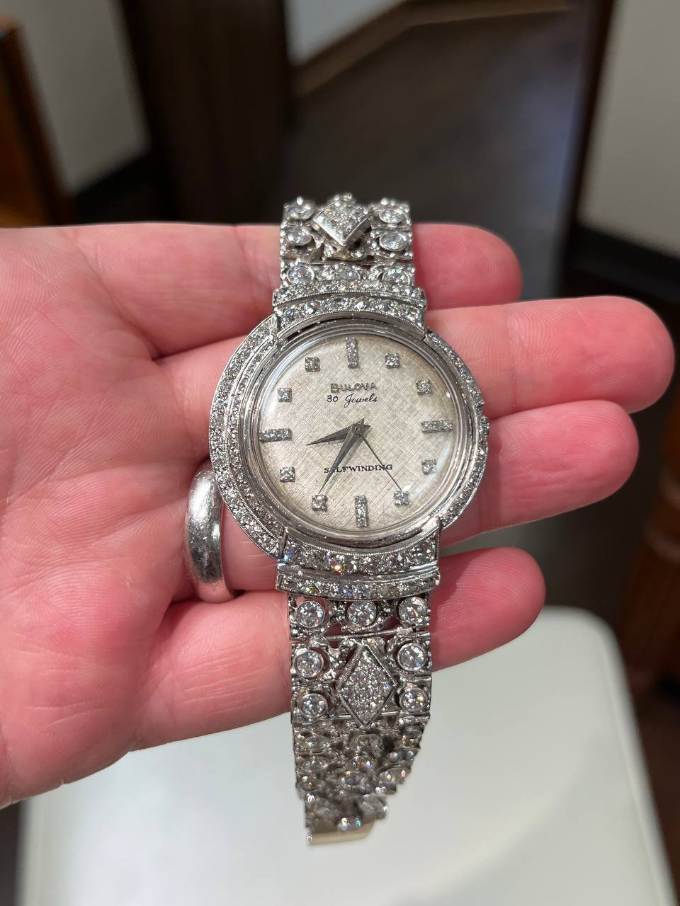 Bulova 14k Gold Vintage Watch with Full Diamonds