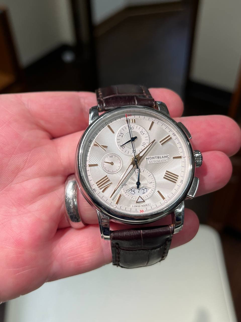 Montblanc Star 4810 Chronograph 105856 Guilloche Date Roman Bar Silver Automatic